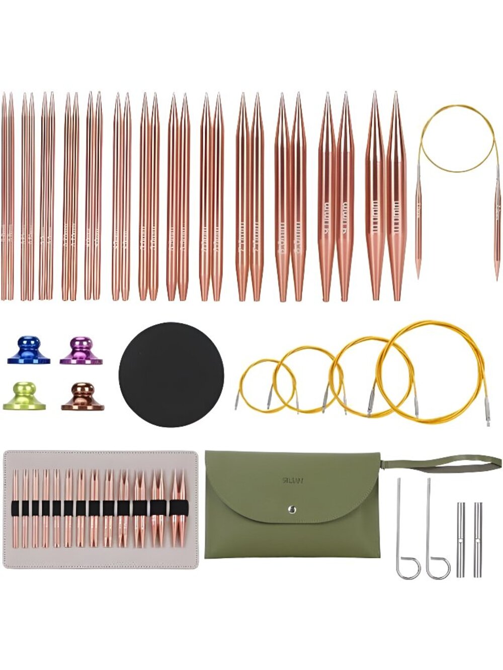 Interchangeable Circular Knitting Needles Set - 13 Pairs (3mm-10mm) with